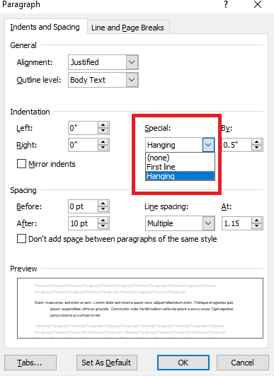 indentarea de suspendare