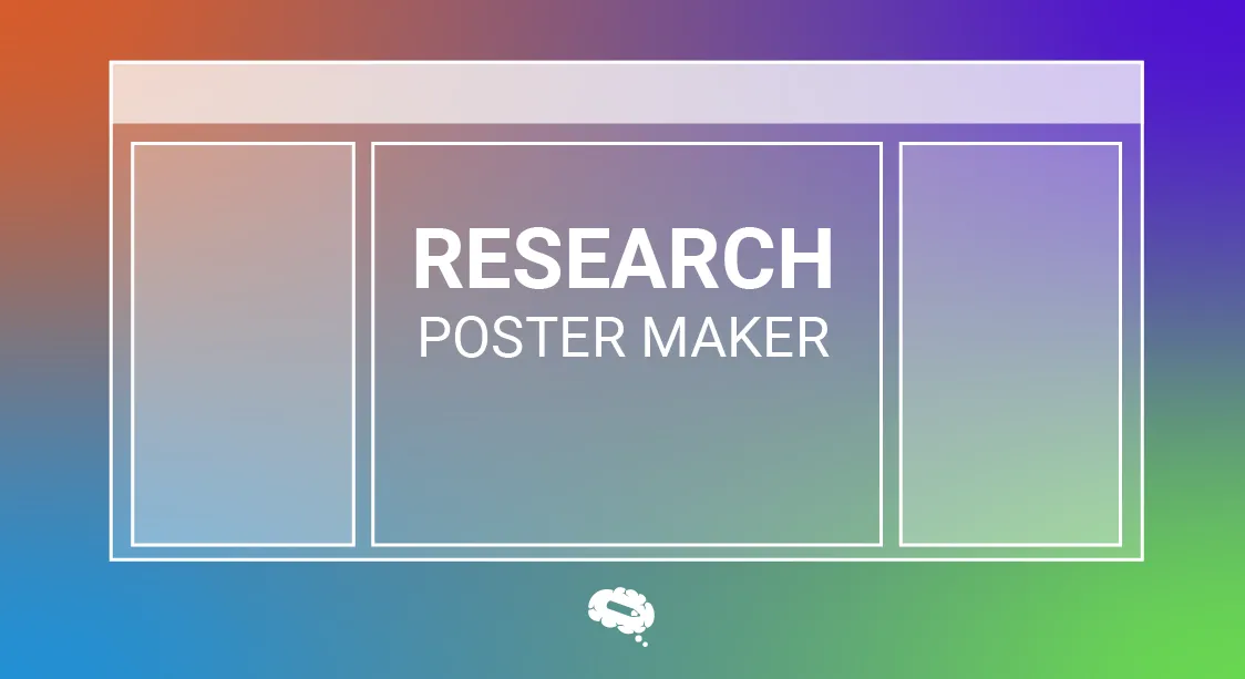 Modèle de mise en page pour Research Poster Maker avec un arrière-plan en dégradé et un espace central pour le contenu principal, conçu pour les posters scientifiques.