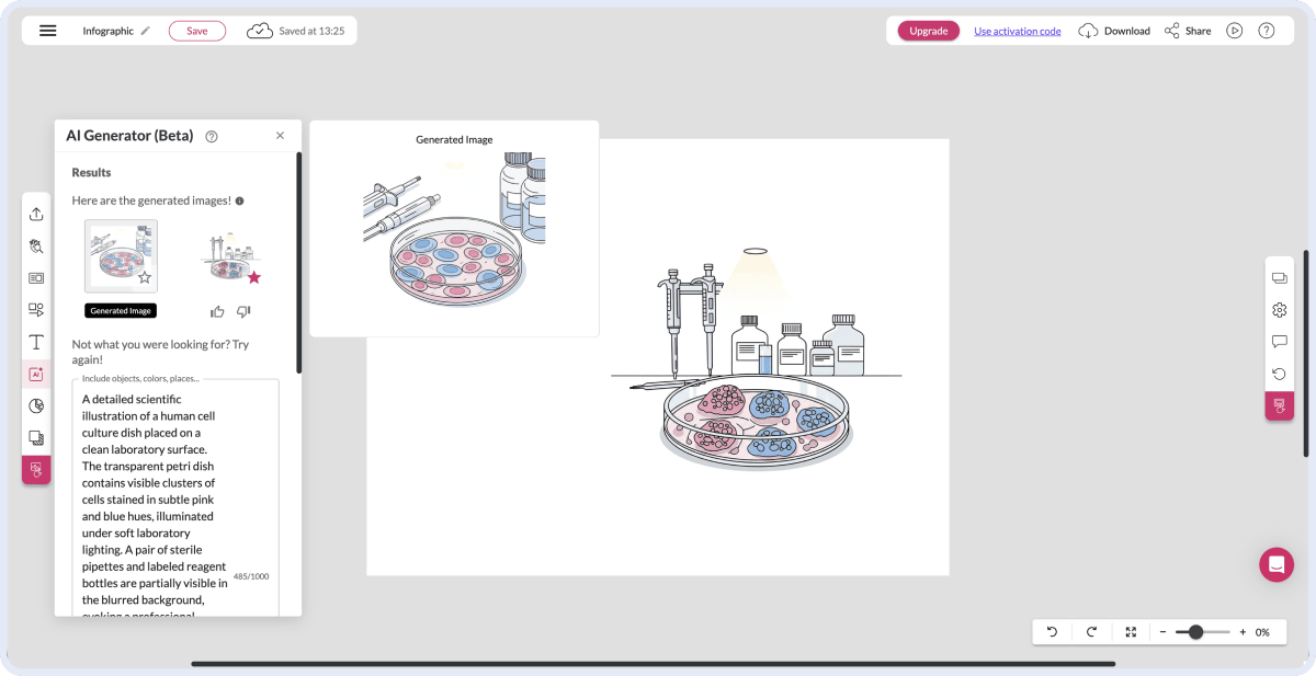 AI-powered scientific illustration generation interface